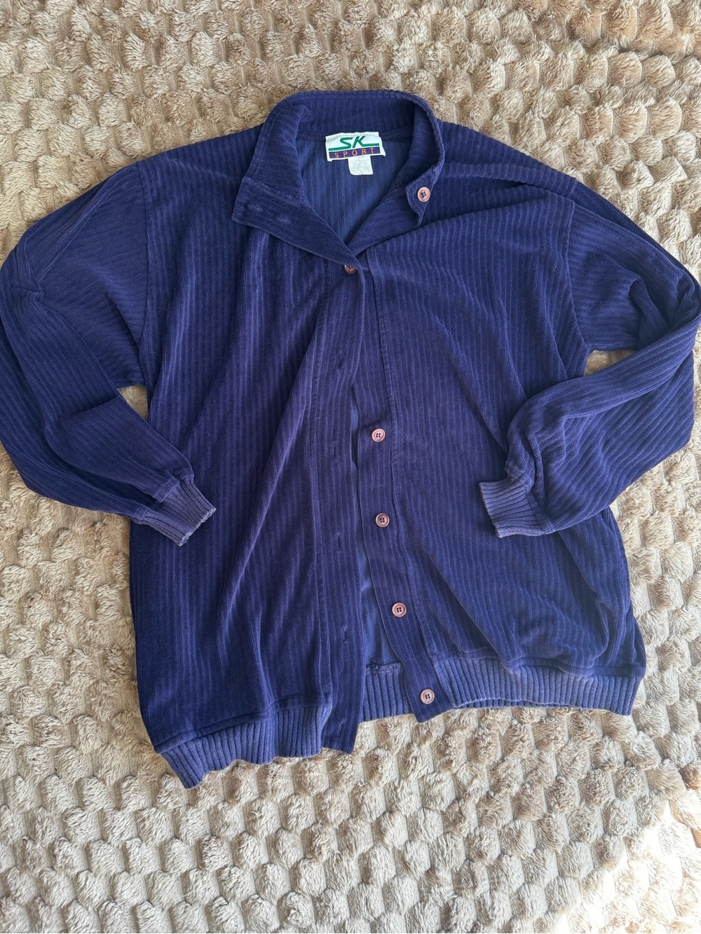 SK Sport Purple Vintage 80s 90s Jacket L Ribbed Corduroy Button Front